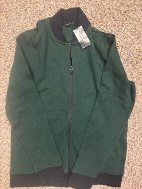 Alfani Black Trim Dark Green Polo Top